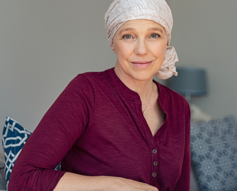 A woman who receives oncology skincare treatment